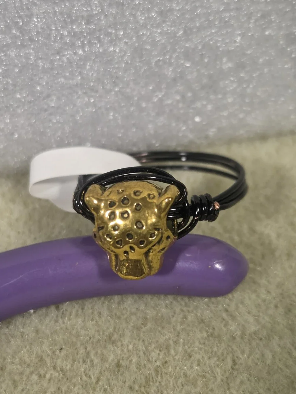 Handcrafted Gold Leopard Head Wire-Wrap Ring - Men's Jewelry